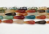 CTR463 15.5 inches 10*30mm faceted teardrop agate beads wholesale