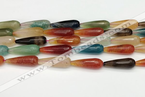 CTR463 15.5 inches 10*30mm faceted teardrop agate beads wholesale