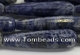 CTR47 15.5 inches 10*40mm faceted teardrop sodalite gemstone beads