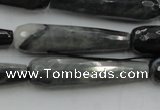 CTR48 15.5 inches 10*40mm faceted teardrop eagle eye jasper beads