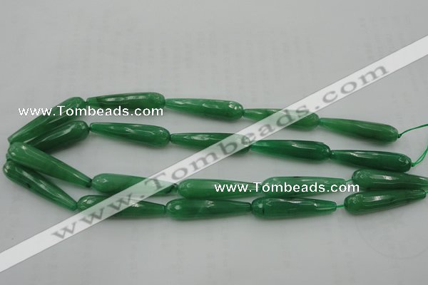 CTR50 15.5 inches 10*40mm faceted teardrop green aventurine beads