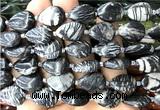 CTR516 15 inches 13*18mm flat teardrop black water jasper beads