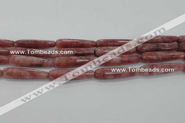 CTR58 15.5 inches 10*40mm faceted teardrop strawberry quartz beads