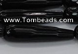 CTR64 15.5 inches 10*40mm faceted teardrop black agate beads