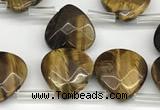 CTR641 Top drilled 13*13mm faceted briolette yellow tiger eye beads
