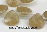 CTR645 Top drilled 13*13mm faceted briolette yellow watermelon beads