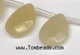 CTR693 Top drilled 12*16mm faceted briolette yellow aventurine beads