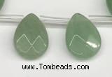 CTR696 Top drilled 12*16mm faceted briolette green aventurine beads