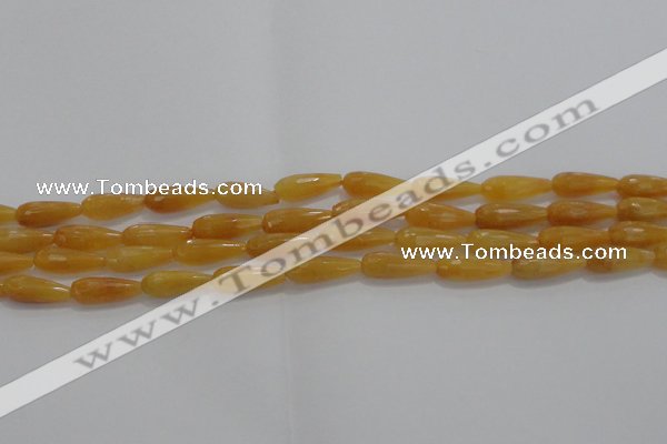 CTR75 15.5 inches 6*16mm faceted teardrop yellow jade beads