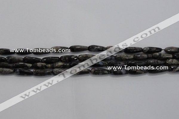 CTR78 15.5 inches 6*16mm faceted teardrop grey opal gemstone beads