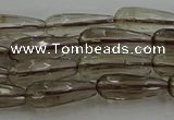 CTR85 15.5 inches 6*16mm faceted teardrop smoky quartz beads