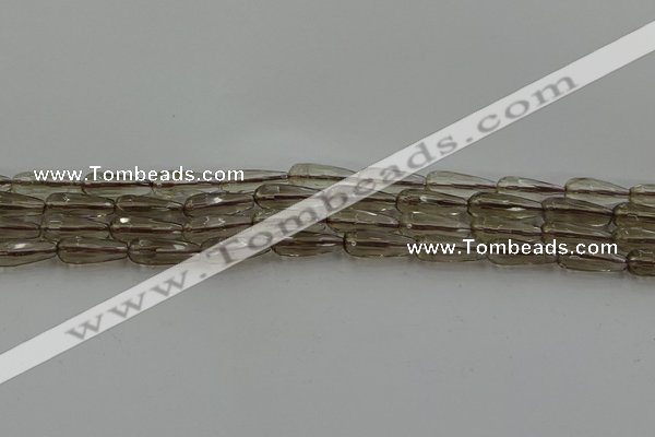 CTR85 15.5 inches 6*16mm faceted teardrop smoky quartz beads