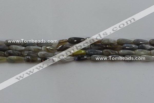 CTR87 15.5 inches 6*16mm faceted teardrop grey botswana agate beads
