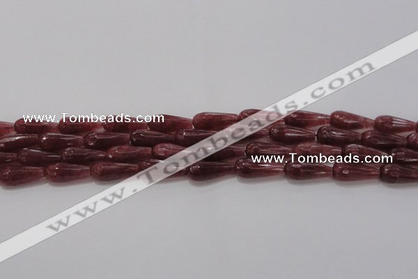 CTR92 15.5 inches 8*20mm faceted teardrop strawberry quartz beads