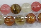 CTS06 15.5 inches 14mm round tigerskin glass beads wholesale