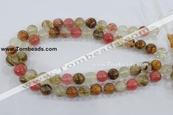 CTS06 15.5 inches 14mm round tigerskin glass beads wholesale