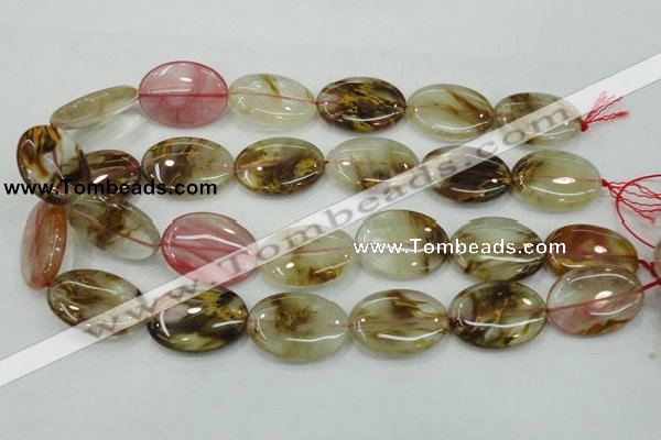 CTS51 15.5 inches 22*30mm oval tigerskin glass beads wholesale