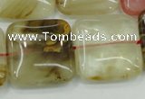 CTS53 15.5 inches 25*25mm square tigerskin glass beads wholesale