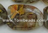 CTS54 30*40mm faceted & twisted rectangle tigerskin glass beads