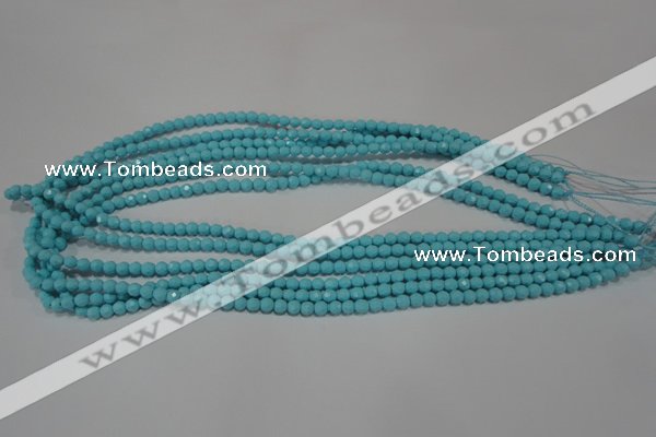 CTU1220 15.5 inches 4mm faceted round synthetic turquoise beads