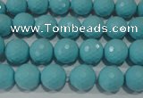 CTU1221 15.5 inches 6mm faceted round synthetic turquoise beads