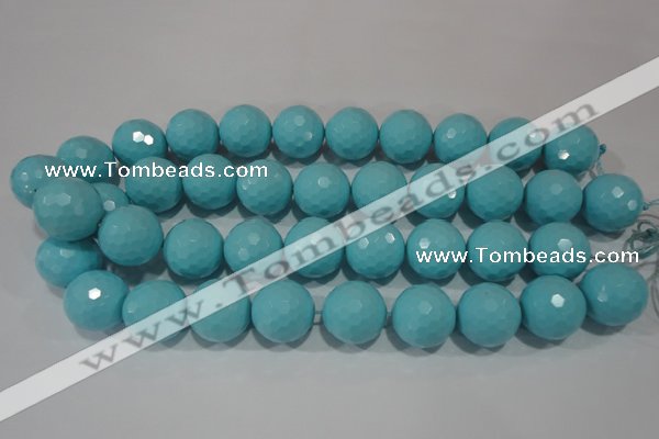 CTU1223 15.5 inches 10mm faceted round synthetic turquoise beads