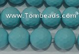 CTU1224 15.5 inches 12mm faceted round synthetic turquoise beads