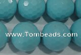 CTU1228 15.5 inches 20mm faceted round synthetic turquoise beads