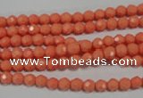 CTU1320 15.5 inches 3mm faceted round synthetic turquoise beads