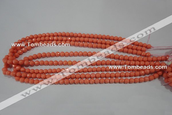 CTU1322 15.5 inches 6mm faceted round synthetic turquoise beads