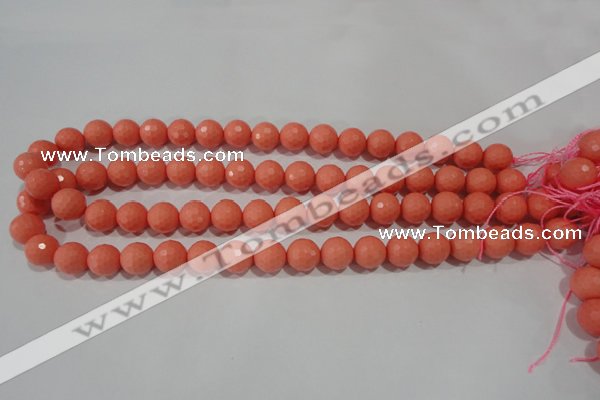 CTU1325 15.5 inches 12mm faceted round synthetic turquoise beads