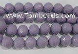 CTU1410 15.5 inches 4mm faceted round synthetic turquoise beads