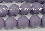 CTU1415 15.5 inches 14mm faceted round synthetic turquoise beads