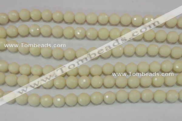 CTU1444 15.5 inches 10mm faceted round synthetic turquoise beads