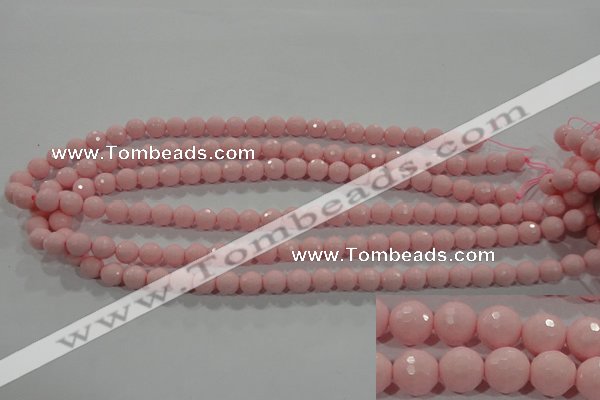 CTU1513 15.5 inches 8mm faceted round synthetic turquoise beads