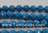 CTU1632 15.5 inches 8mm faceted round synthetic turquoise beads