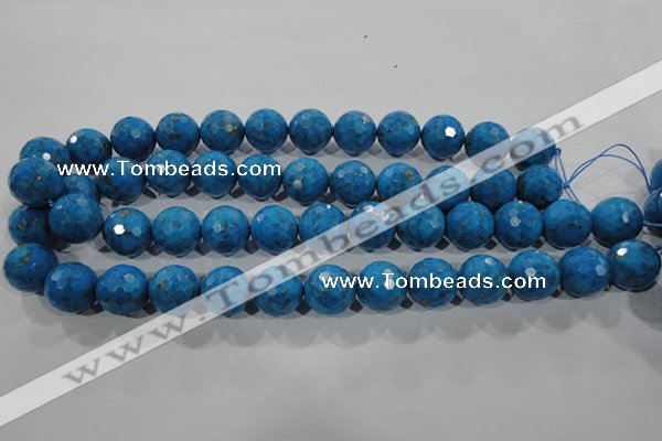 CTU1632 15.5 inches 8mm faceted round synthetic turquoise beads