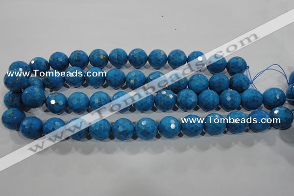 CTU1635 15.5 inches 14mm faceted round synthetic turquoise beads