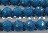 CTU1636 15.5 inches 16mm faceted round synthetic turquoise beads