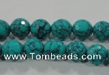 CTU1684 15.5 inches 10mm faceted round synthetic turquoise beads