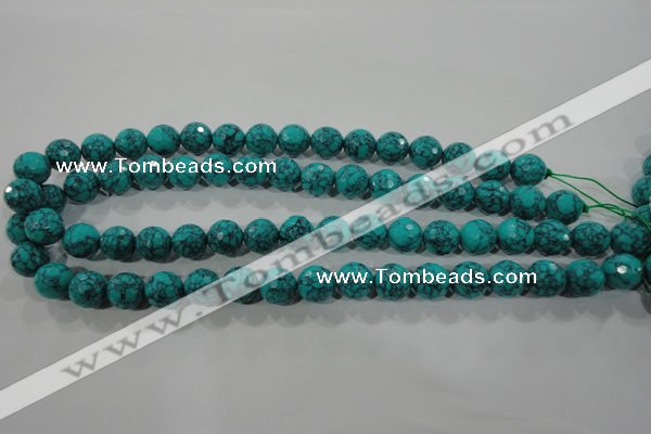 CTU1684 15.5 inches 10mm faceted round synthetic turquoise beads