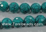 CTU1686 15.5 inches 14mm faceted round synthetic turquoise beads