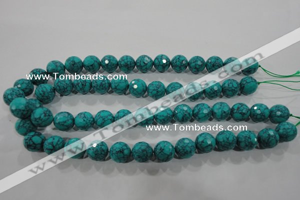 CTU1686 15.5 inches 14mm faceted round synthetic turquoise beads