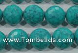 CTU1687 15.5 inches 16mm faceted round synthetic turquoise beads