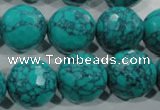 CTU1688 15.5 inches 18mm faceted round synthetic turquoise beads