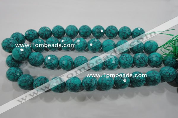 CTU1689 15.5 inches 20mm faceted round synthetic turquoise beads