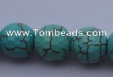 CTU17 15.5 inches 18mm faceted round blue turquoise beads Wholesale