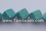 CTU18 15.5 inches 10*10mm cublc blue turquoise strand beads Wholesale