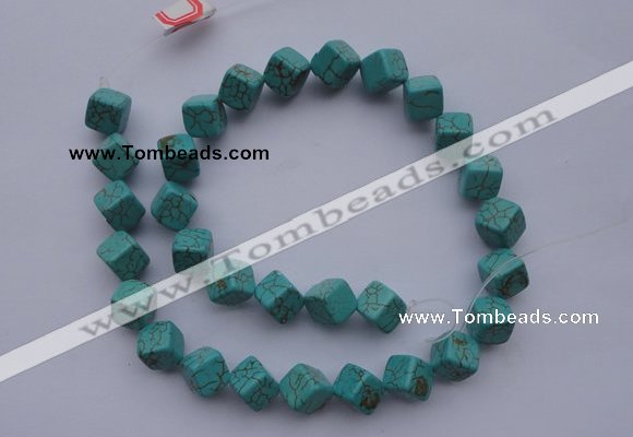 CTU18 15.5 inches 10*10mm cublc blue turquoise strand beads Wholesale