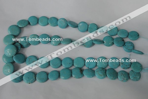 CTU1884 15.5 inches 16mm flat round imitation turquoise beads